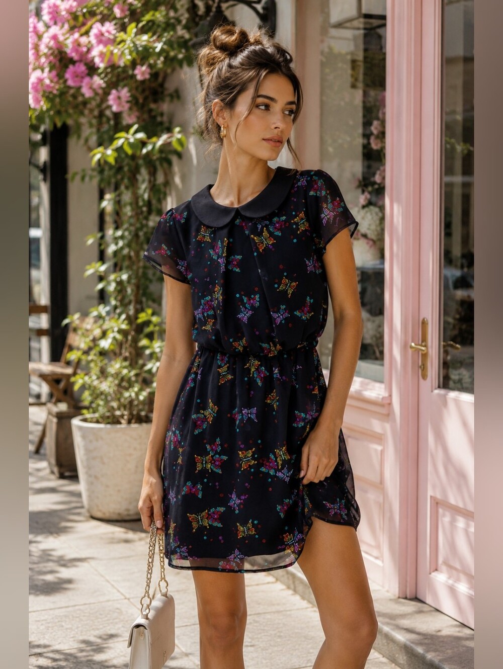 New Look Cutie Butterfly Collared Mini Dress